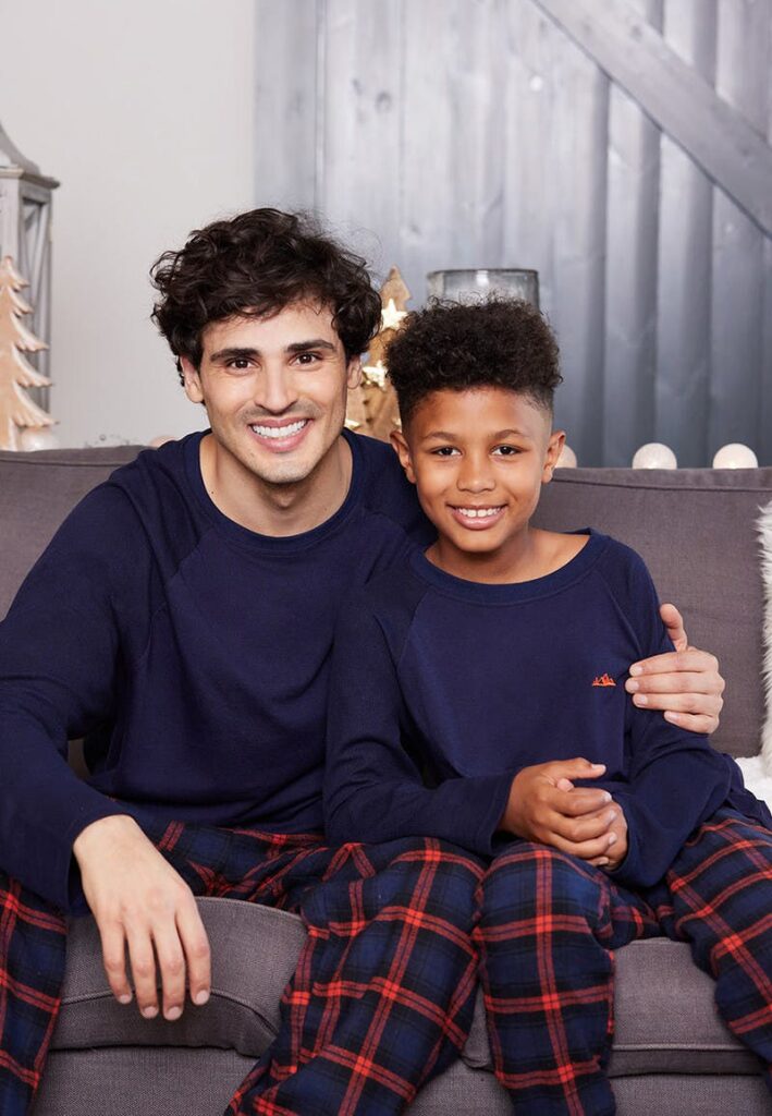 Dress the whole family in these checked matching family Christmas pyjamas.