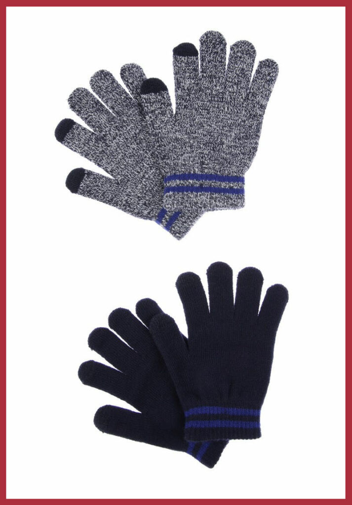 Let him enjoy the great outdoors with these navy-blue gloves.